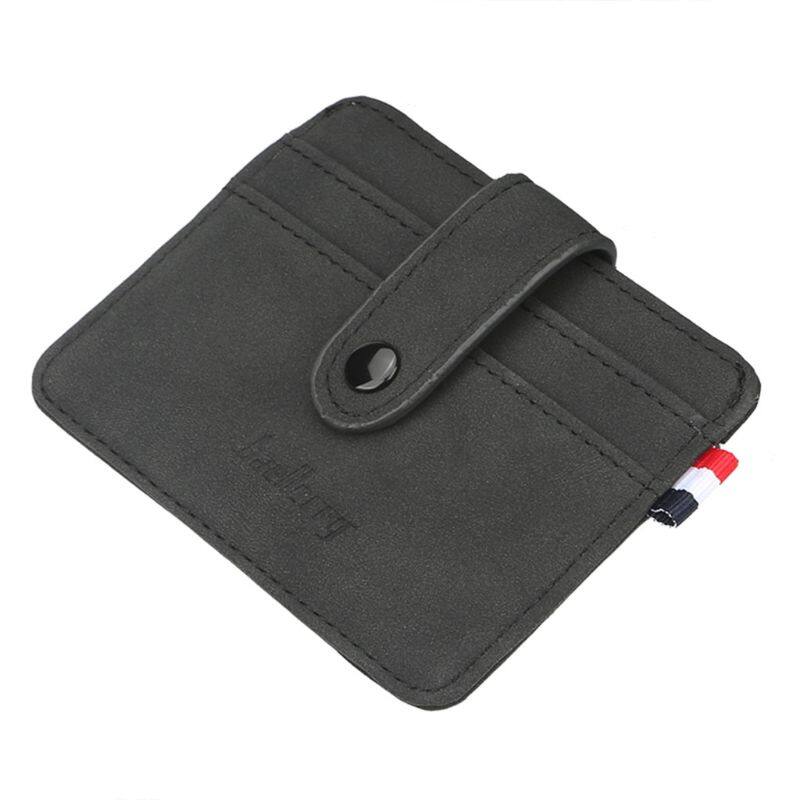 Retro Button Purse Men's Leather Thin Slim Business Wallet ID Credit Card Holder
