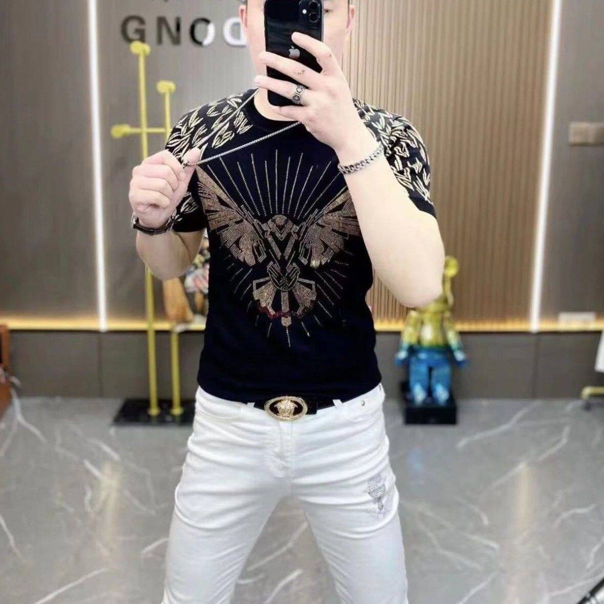 Sonix Áo phông dành cho nam mùa hè ngắn tay cao endfashion cánh in ôm vừa trẻ trung đa năng crewneck Áo sơ mi