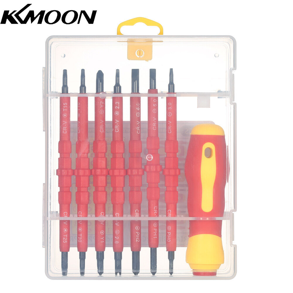 KKmoon 7 in 1 500V Changeable Insulated Screwdrivers Set with Phillips and Slotted Bits Electrician Repair Tools Kit