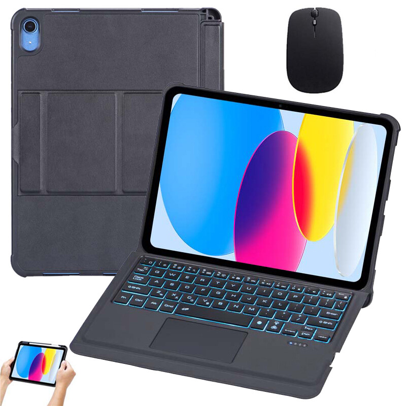 Magic detachable backlit keyboard case for ipad 10th gen 2022 with pen holder + mouse, built-in trackpad keyboard with case for ipad pro 11 inch, ipad air 5/air 4/air 3/air 2, ipad 9th 8th 7th 6th 5th gen, ipad pro 10.5/pro 9.7