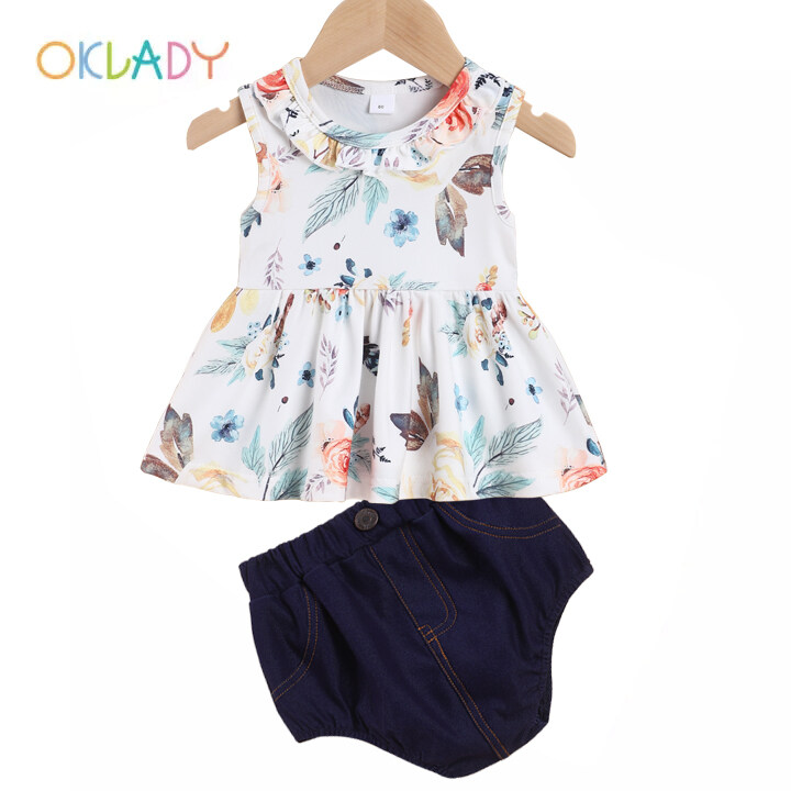 【Oklady】Newborn Baby Girl Jumpsuit Bodysuit Pink Sleeveless Ruffles Off