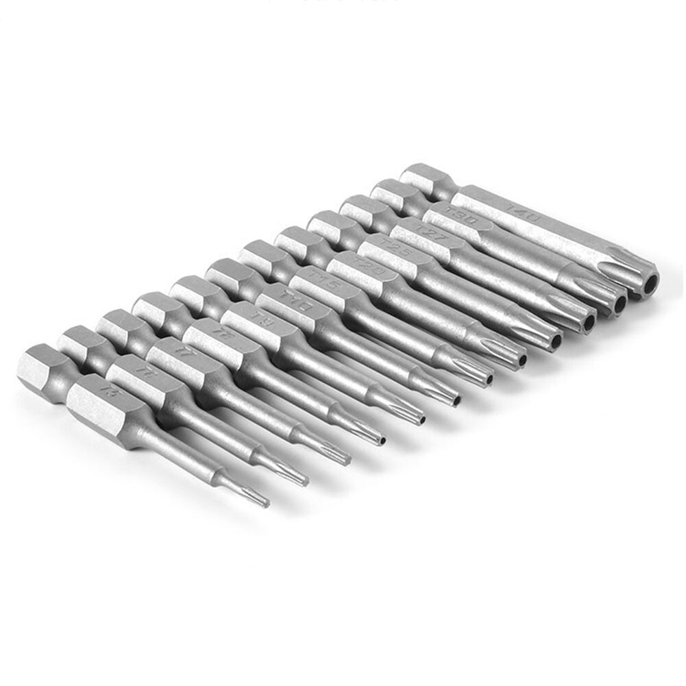 12Pcs 1/4 inch Hex Shank Hollow Electric Torx Screwdriver Drill Bits Hand Tools