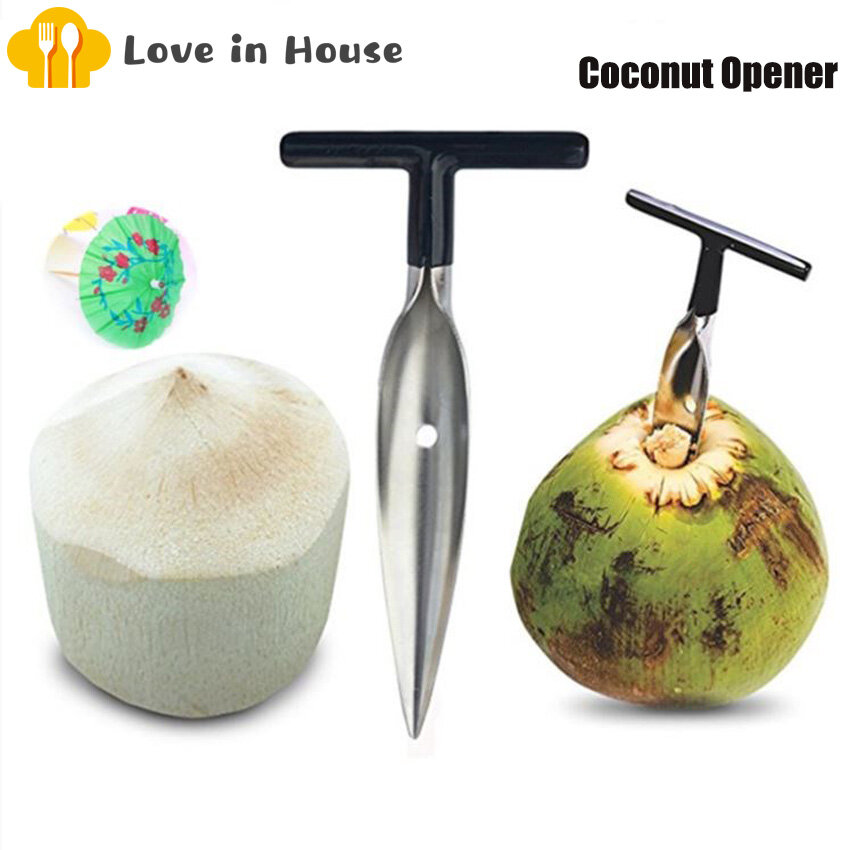 Coconut Opener for Fresh Green Young Coconut Water - Works With Peeled Thai Young White Coconuts - Open in Seconds Super Safe Easy and Fast