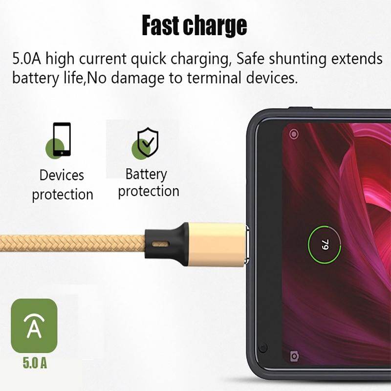 VAORLO 5A Spring Stretch Charge Cable 1.5M Fast Charging Retractable Cables Micro Type-C Lighting Phone Data Cable USB Charger Cord