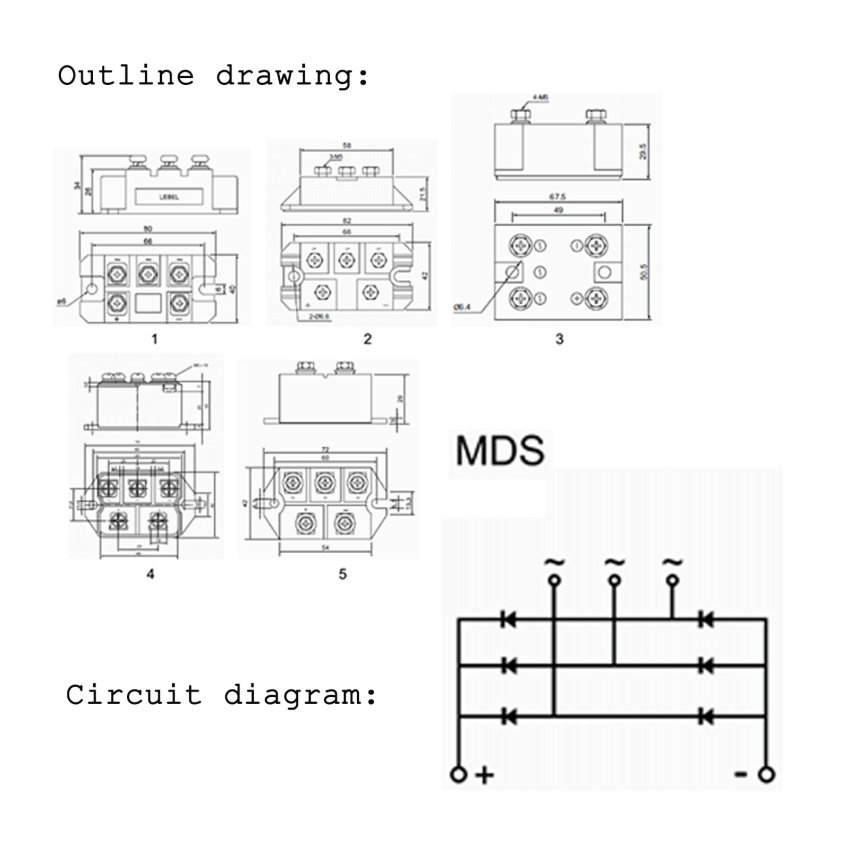 MDS100A 1600V DIODE 3-Phase Rectifier Large Power Bridge Rectifier 600~1600V