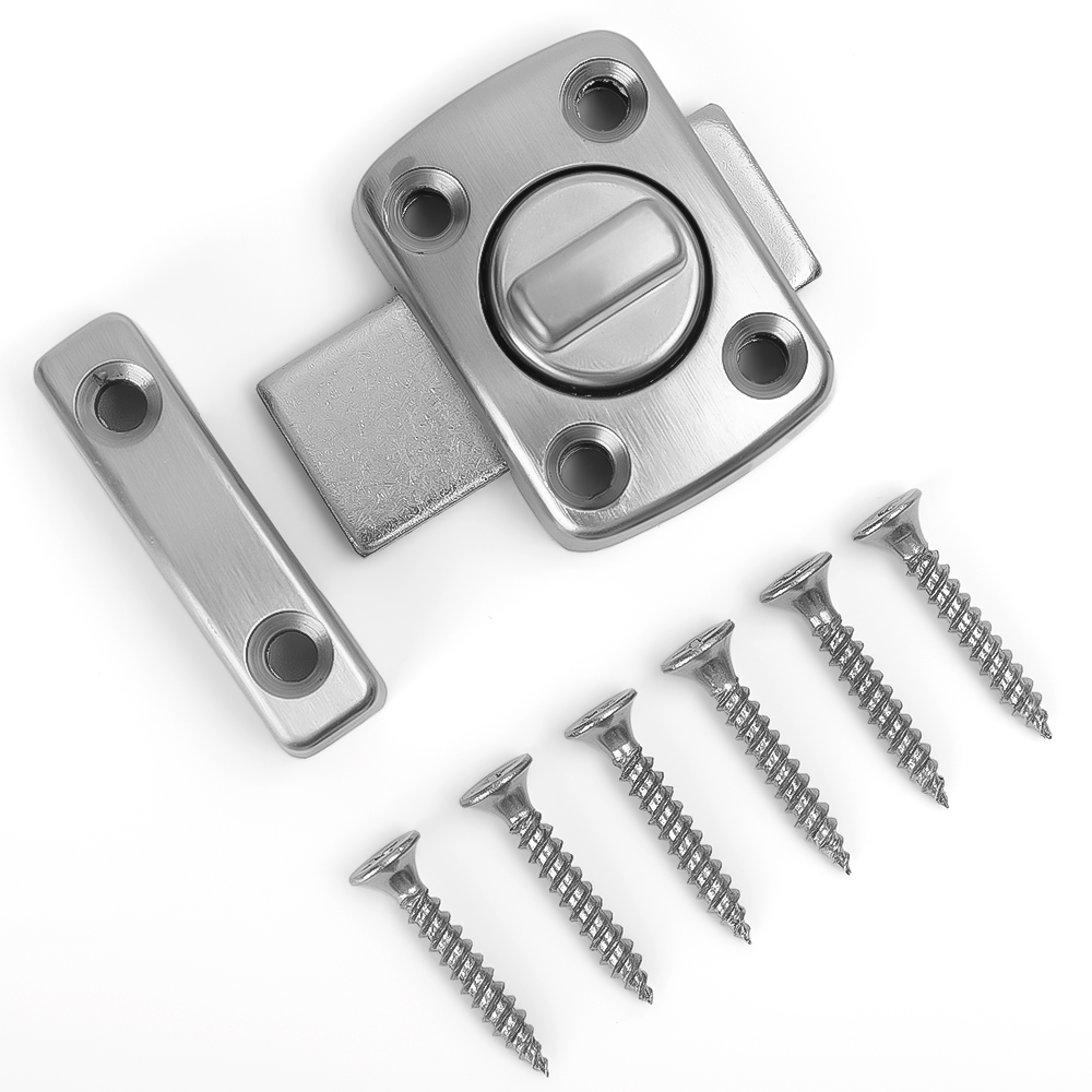 Punching Installation Zinc Alloy Bolt for Bathroom Door Rotation Left Right Bolt for Anti-theft Indoor Thickening Free Screw