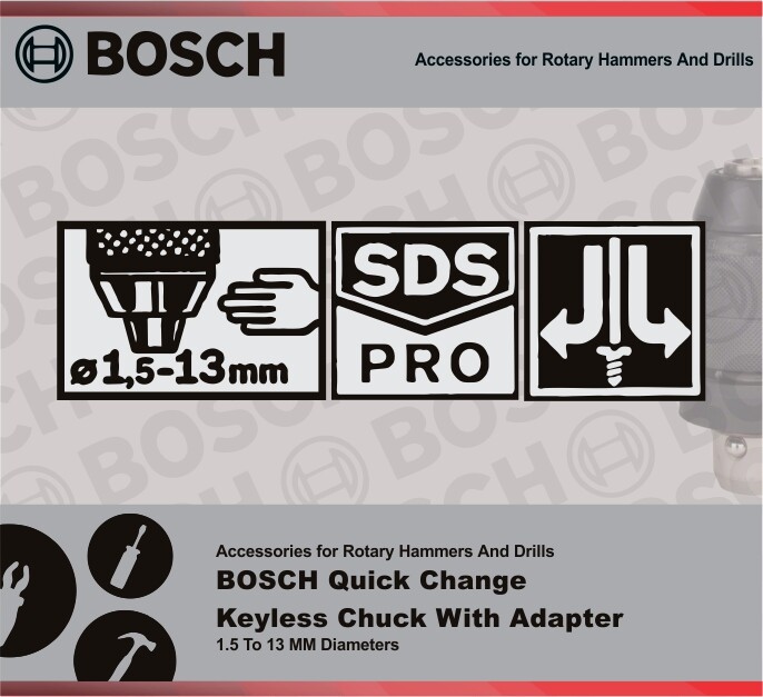 BOSCH 1.5 - 13MM Quick Change Keyless Chuck With Adapter ( 2 608 572 212 )  | Lazada