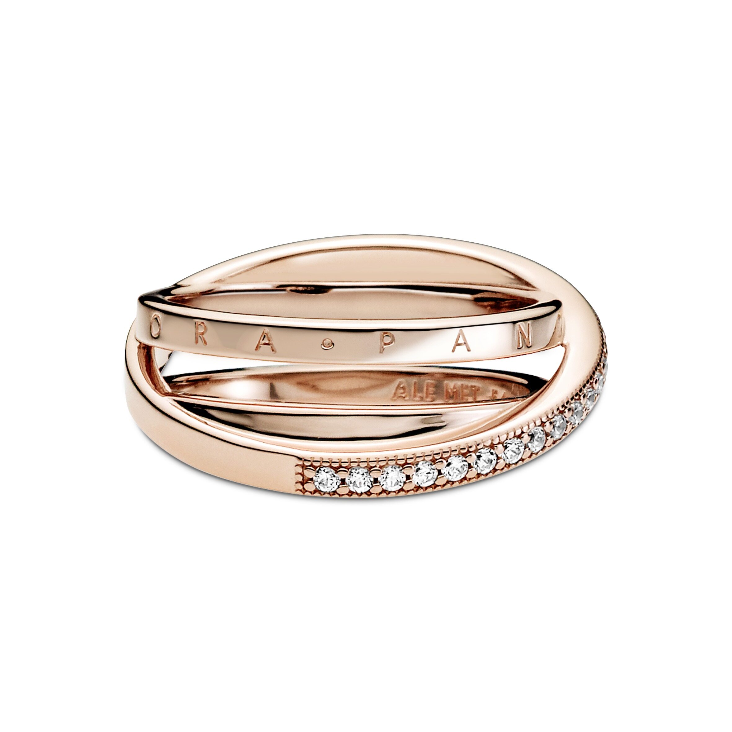 2021 Original Pandoras Rose Crossover Pav?Triple Band Ring