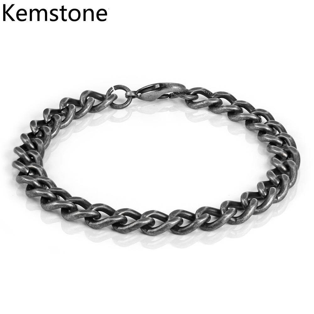 Kemstone Simple Style 22cm Titanium Steel Chain Men Personality Bracelet