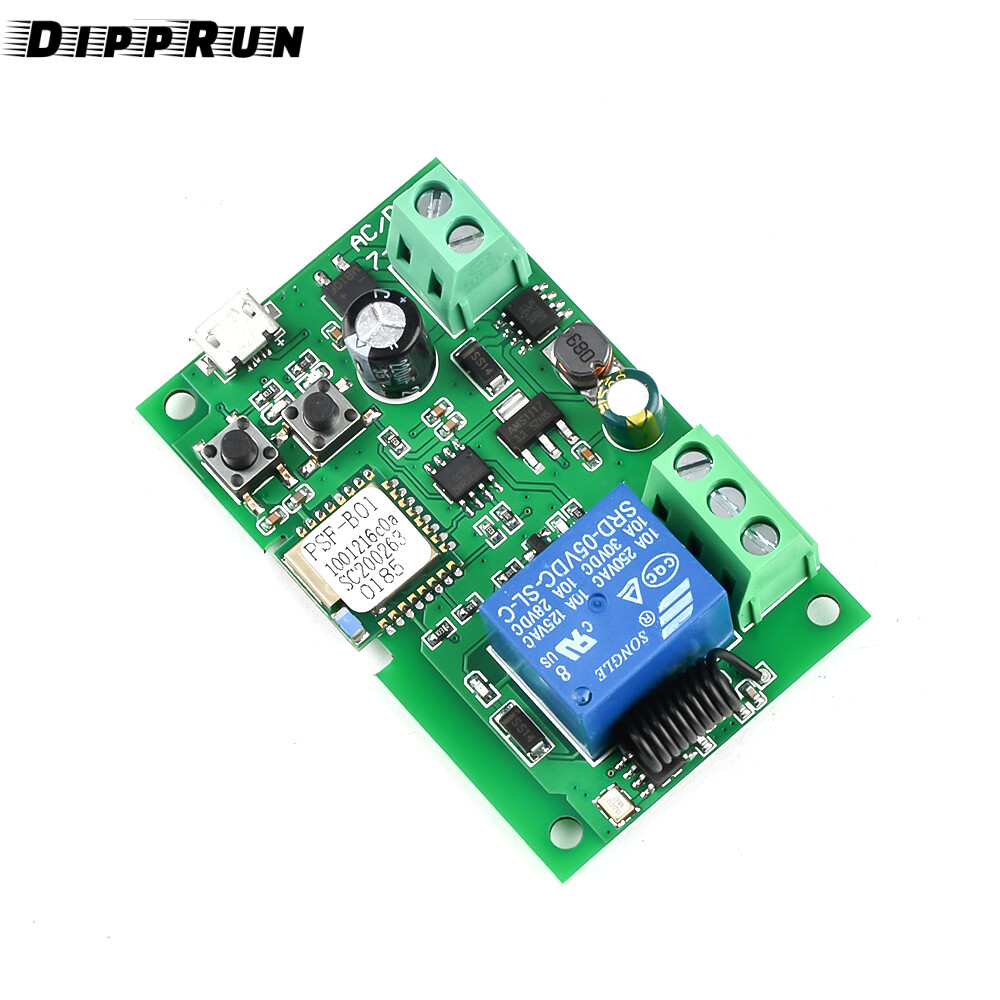 Dipprun 5V/DC 7-32V 1Way wifi Bộ hỗ trợ điều khiển từ xa mô-đun chuyển đổi hỗ trợ 433Mhz điều khiển từ xa cho EweLink Hệ thống ứng dụng