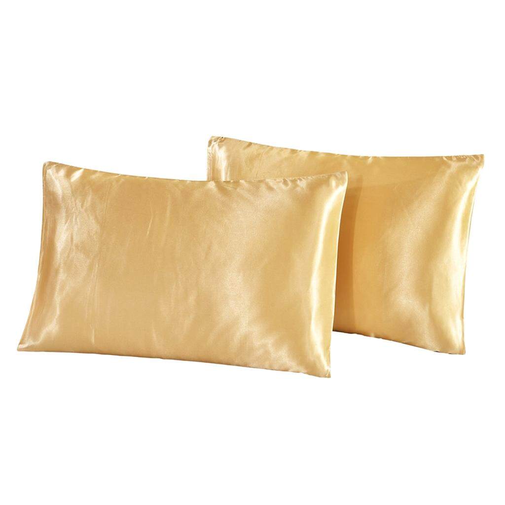 1 Pair Pillow Case Luxury Silk Satin Standard Twin Pillowcase 20"x26" Black