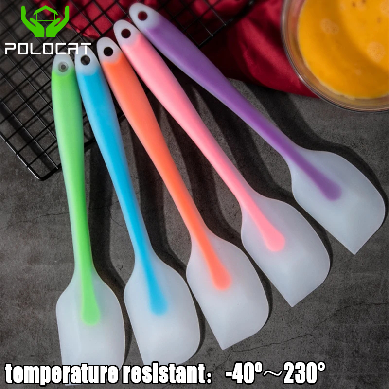 Dùng cho thực phẩm Silicone Scraper chịu nhiệt độ cao que phết bơ kem lên bánh tay cầm dài bột trộn dụng cụ nướng bánh nhà bếp