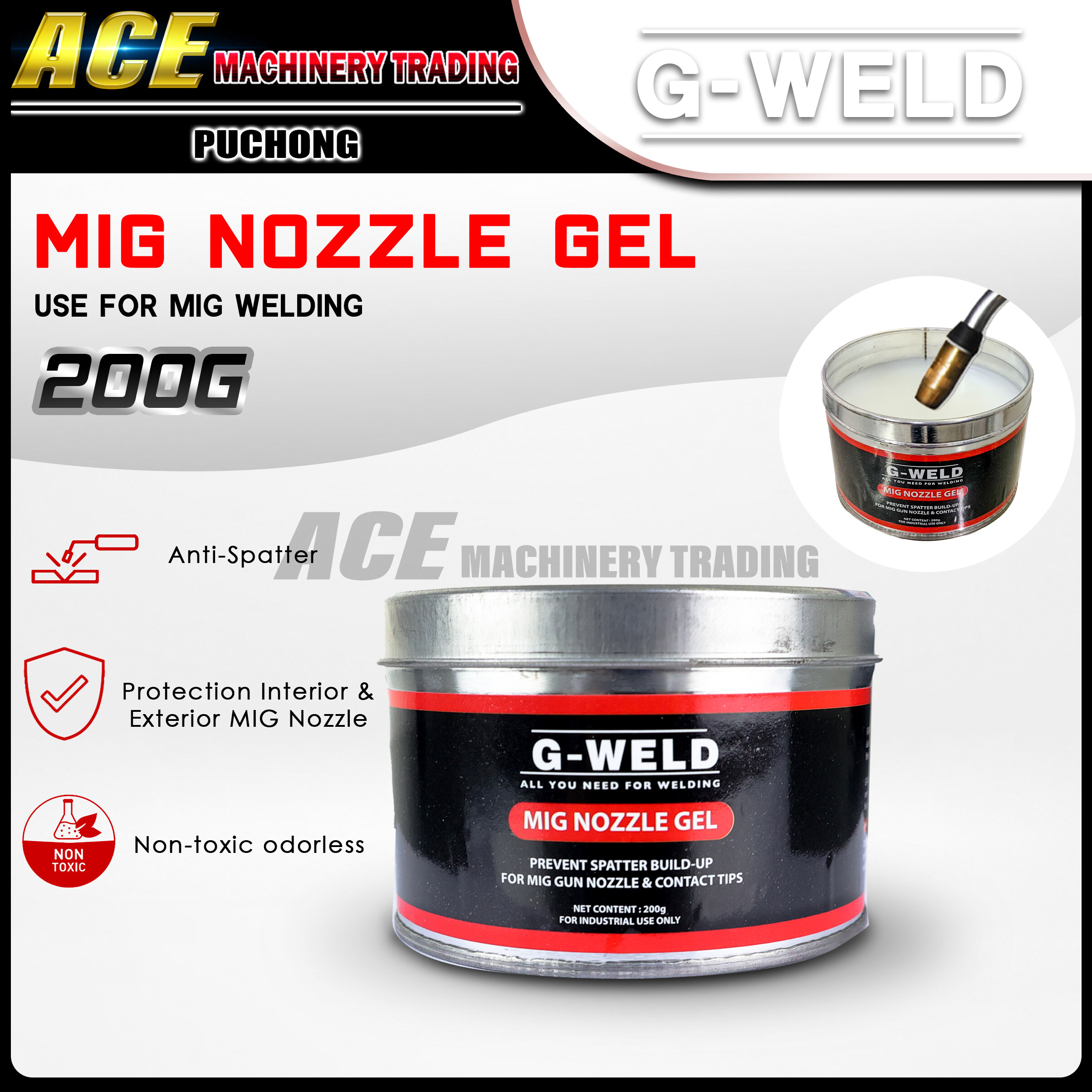 [ GWELD ] MIG Welding Nozzle Gel 200g AntiSpatter MIG Torch Nozzles