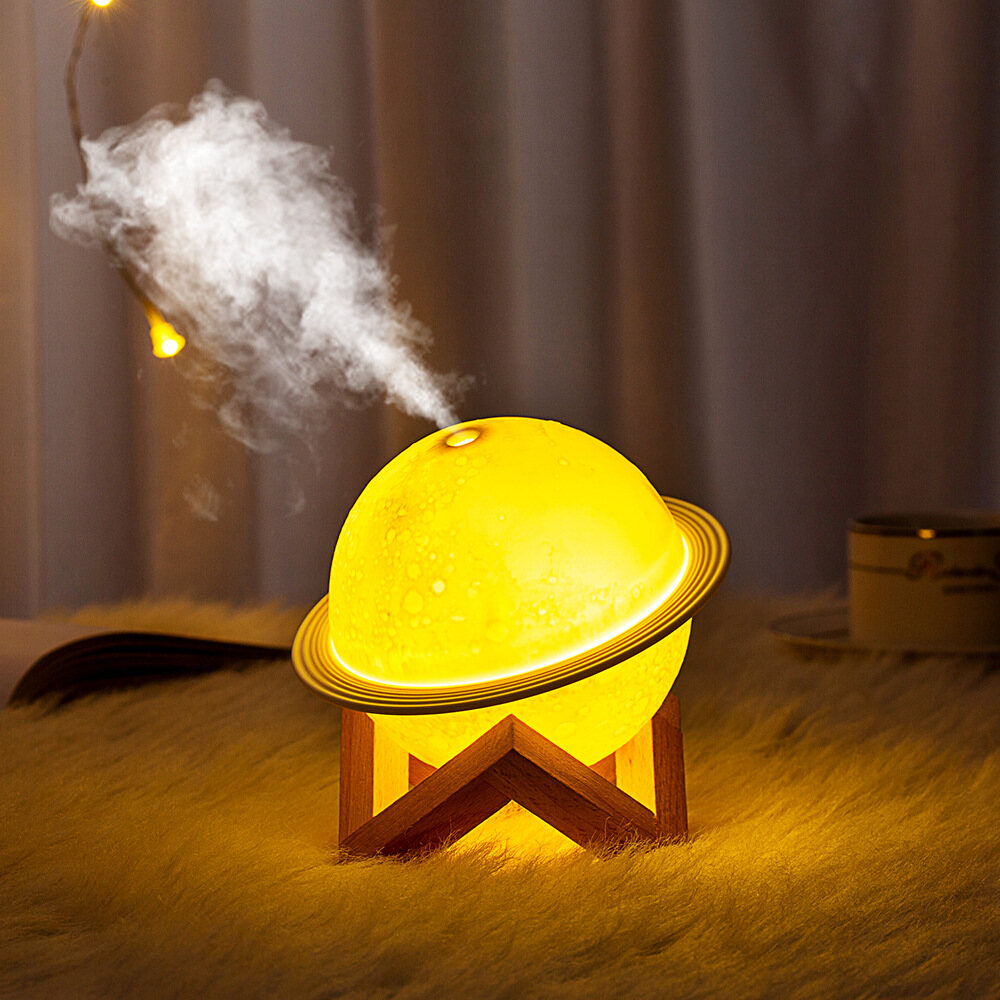KAIMEIDI Creative Planet Light Humidifier Aroma Diffuser LED Night Light USB Rechargeable Atmosphere Light Moon Light Humidifier Mute Large Fog Volume