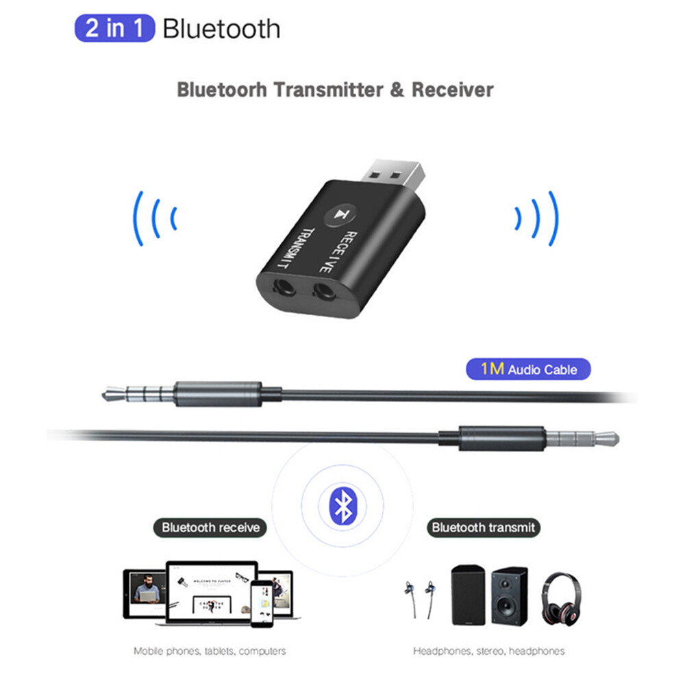 Bộ Thu Phát Âm Thanh 5.0 Tương Thích Bluetooth Bộ Chuyển Đổi Không Dây Dongle Mini Âm Thanh Nổi USB AUX 3.5Mm Cho TV Tai Nghe Máy Vi Tính