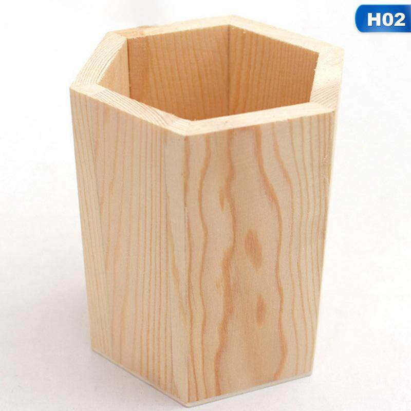 Plain Wooden Pencil Stand Holder Box Pen Desktop Organizer Mug Plain Wooden Pencil Stand Holder Box