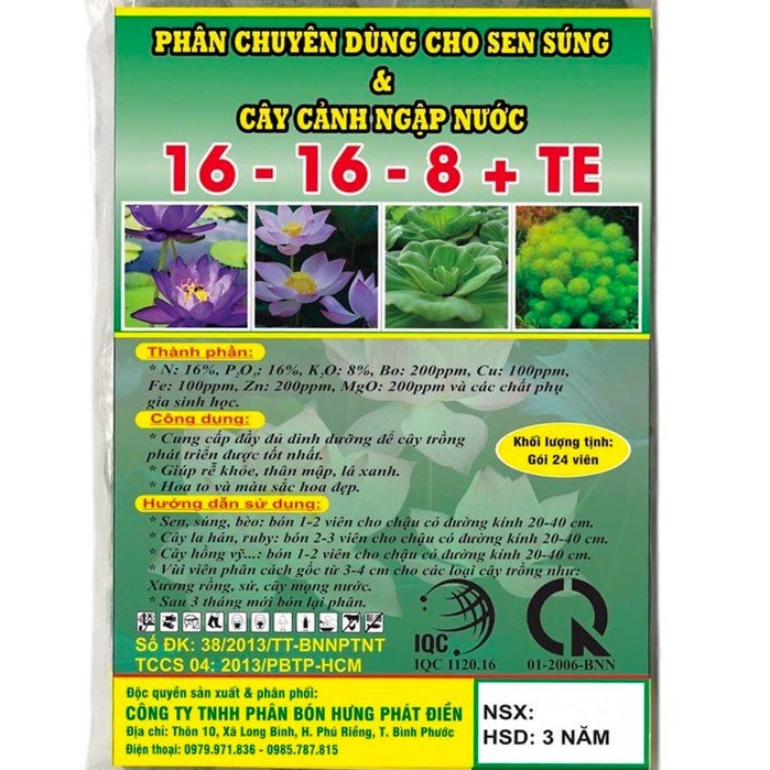 Phân bón cho hoa sen, súng, cây cảnh ngập nước ( 24 viên/1 gói )