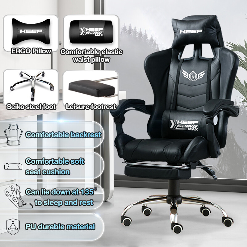 Gaming Chair Racing Chair with Ergonomic Backrest and Height