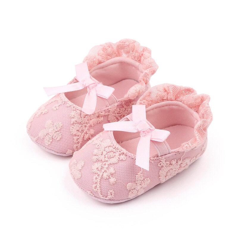 I Love Daddy&Mummy Baby Shoes Cute Lace Flower Bowknot Soft Anti Slip Newborn 0-18 Months Girls Flats