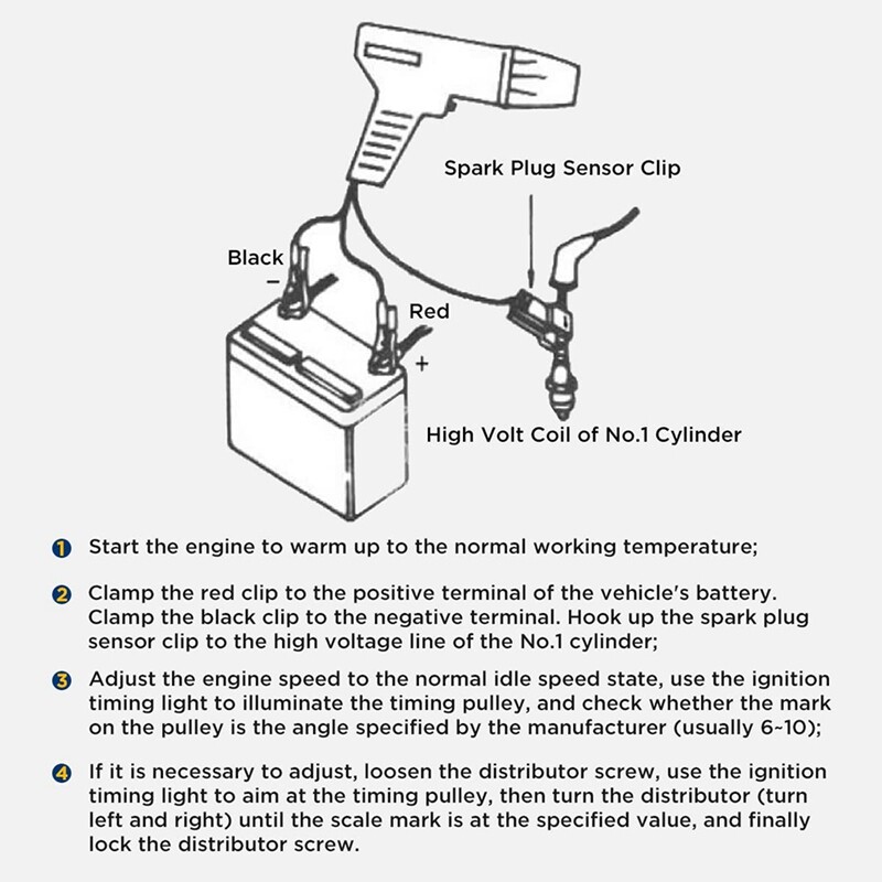 Timing Light 12V Ignition Timing Light Automotive Strong Flash Timing Lights, Overload Protection for Car, Motorcycle