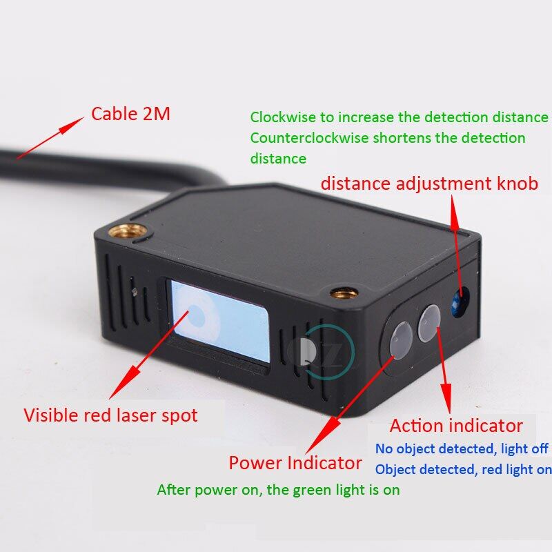Square Laser Sensor Diffuse Reflection Sensor Laser Photoelectric Switch Visible Red Light Infrared Switch Electric Eye 5-30Cm