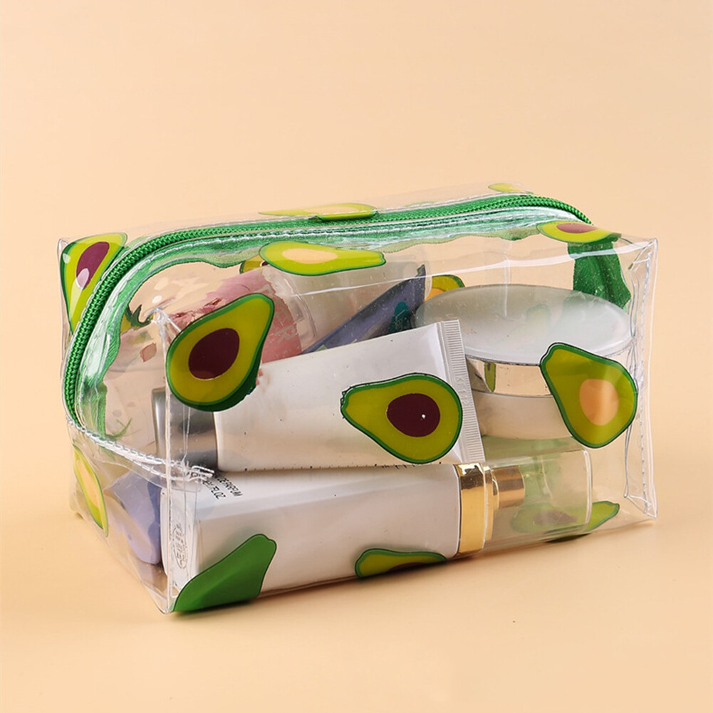 { Fast delivery }Clear PVC Cosmetic Bag Transparent Fruit Avocado Cosmetic Organizer Small Waterproof Multi-function for Women Girls Pen Storage Case