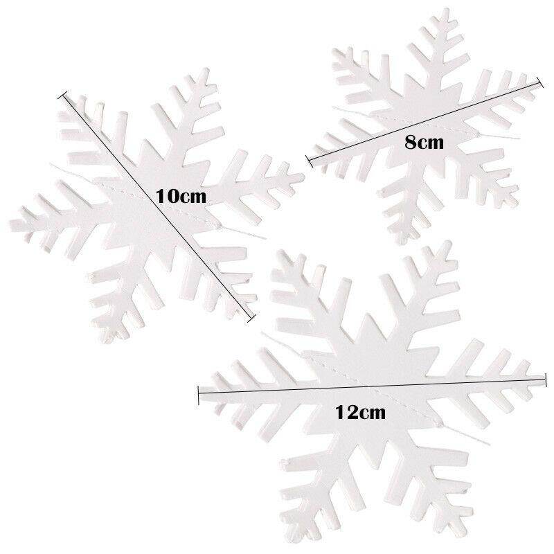 12Pcs/String 3D White Snowflake Christmas Ornaments Xmas Tree Hanging Decoration