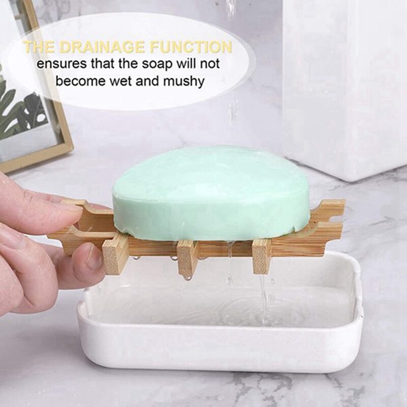 2 Pack Wooden Soap Dishes with Lid for Bathroom Bar Soap Holder Shower Soap Box Sink Deck