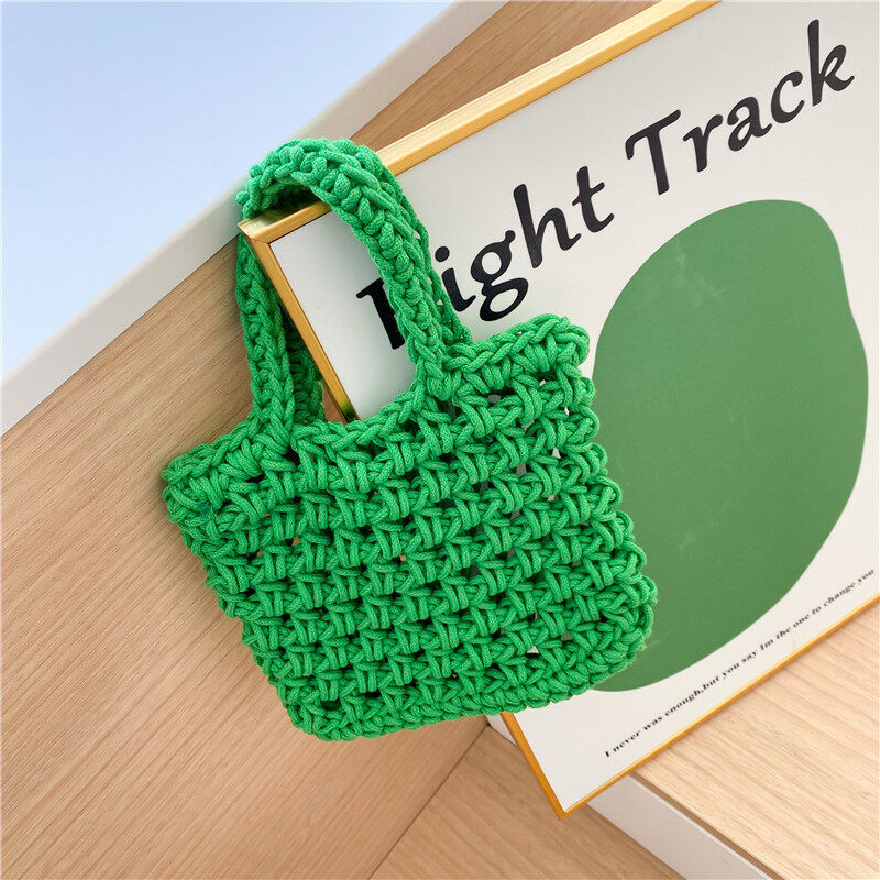 HS Girls bag Korean fashion knitting handbag personality simple wool knitting shoulder bag children baby backpack