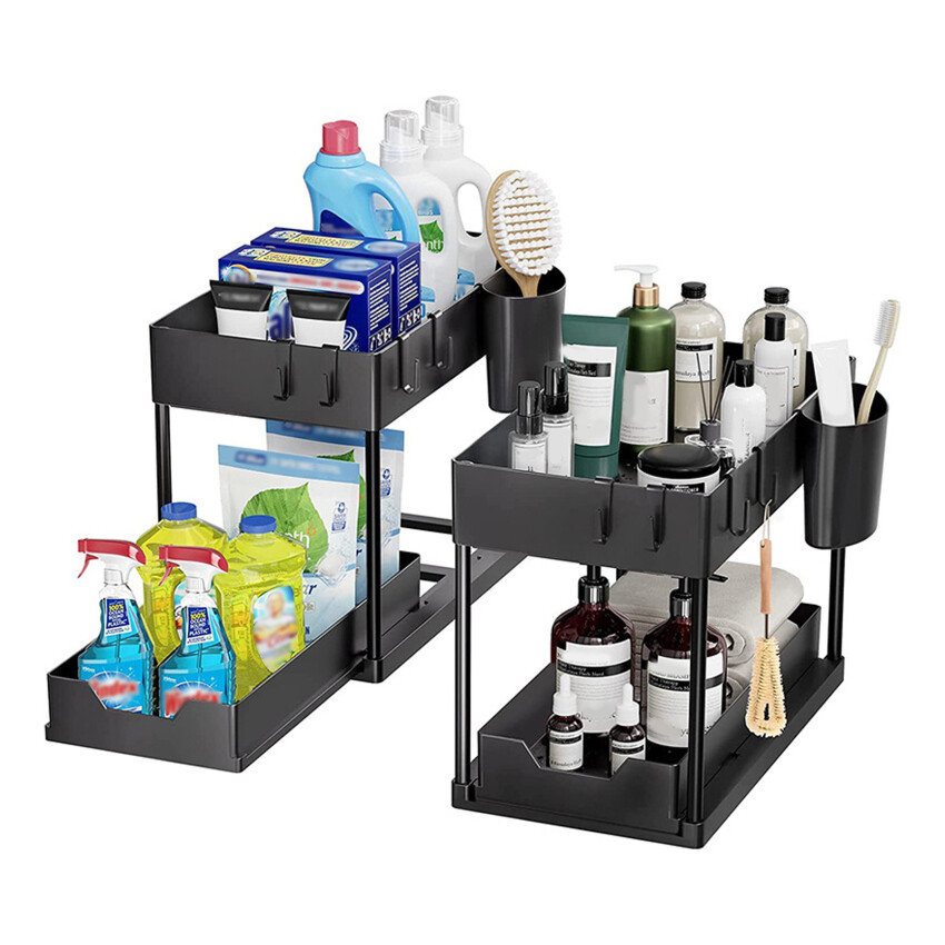 2 Tier Under Sink Storage Organizer Sliding Drawer Multipurpose Rack Cabinet Under Sink Storage Rack Bathroom Kitchen Organizer