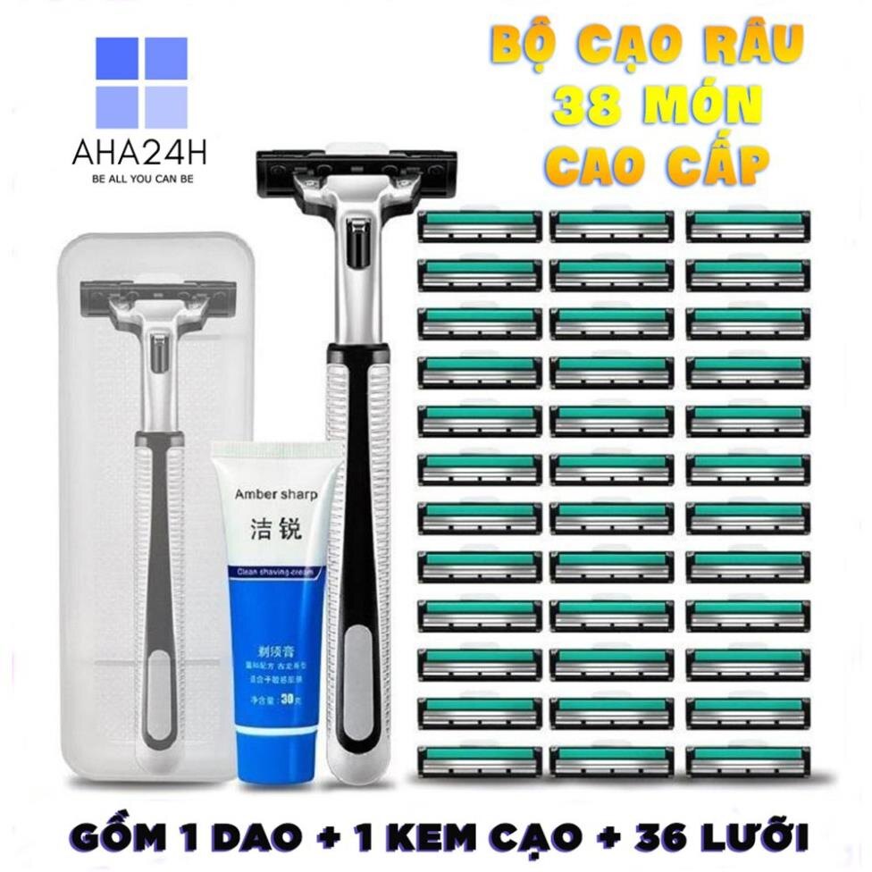 Bộ dao cạo râu lưỡi kép 38 món - tặng kèm tuýp kem cạo râu
