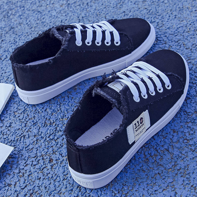 Fashion Women's White Casual Canvas Shoes Students Flat Sneakers Street Walking Shoes Running Shoes Korean Style