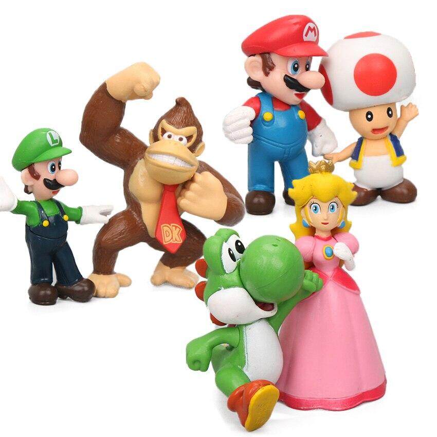 Details about   Super Mario Bros PVC Action Figures Toy Donkey KongPeach Toad Mario Luigi Yoshi