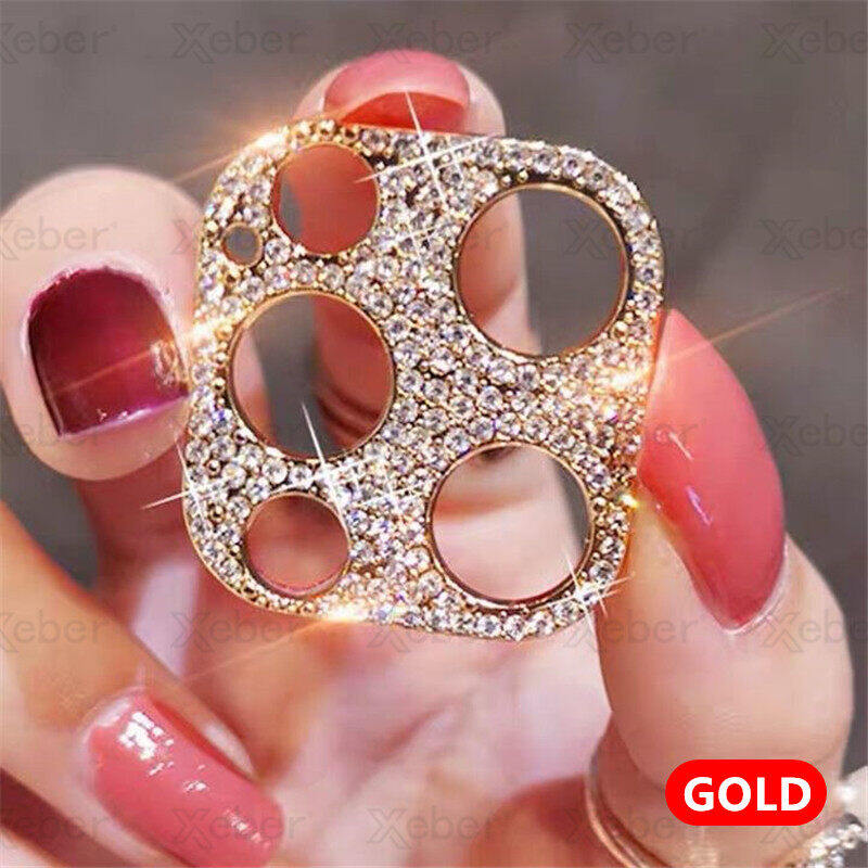 Fashion Glitter Rhinestone Camera Lens Protector Film For iPhone 15 Pro Max 14 Pro 13 Mini 12 11 Pro Max Alloy Shiny Diamond Lens Protecte Ring Cover