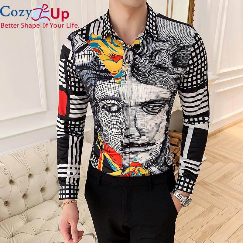 Cozy Up Vintage Shirts Mens Printed Vestido Xadrez Slim Fit Smart Casual Mens Fashion Shirts Club Outfits Floral