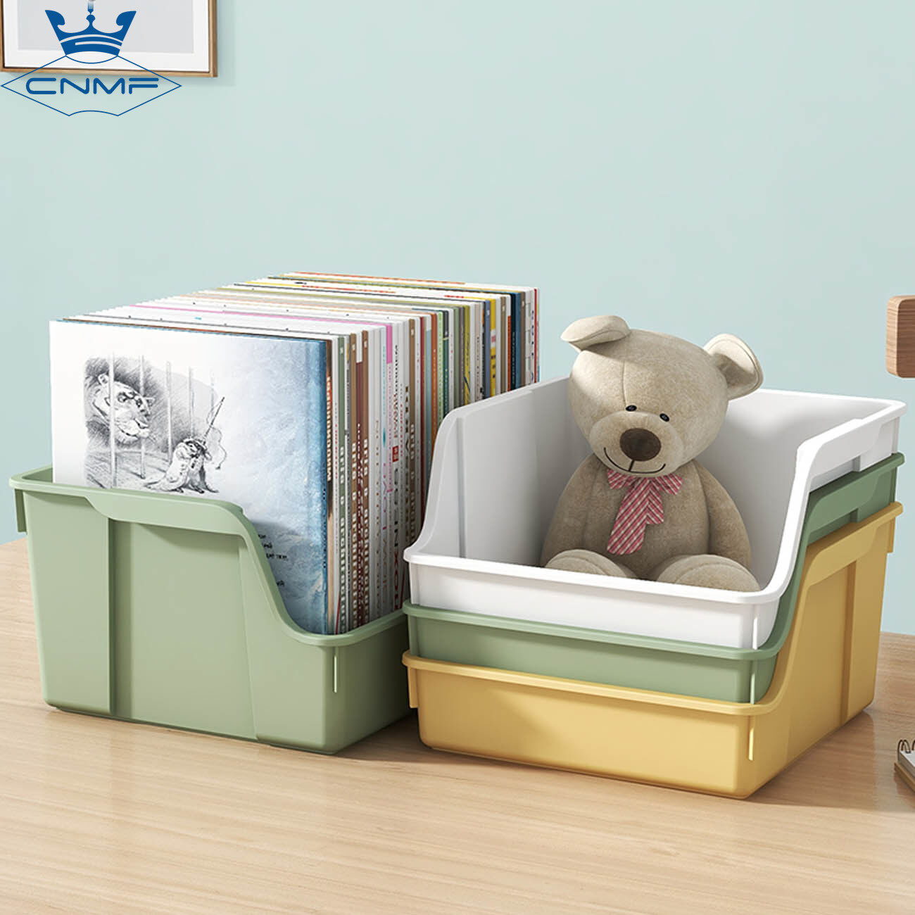 CNMF Desktop Book Storage Box Student Large-capacity Textbook Sorting Box Multi-functional Plastic Storage Basket