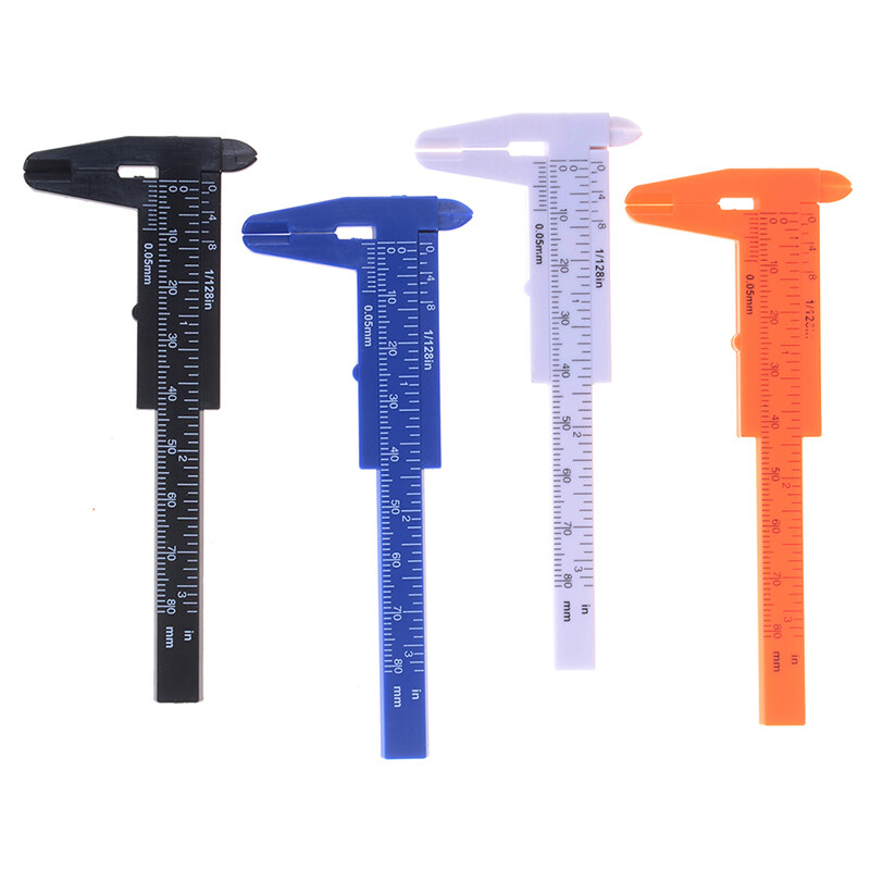 1pc Mini sliding vernier caliper plastic measure ruler gauge double scale 80mm
