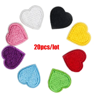 20pcs/lot Love Heart DIY Iron On Clothes Sticker Badge Patches Appliques