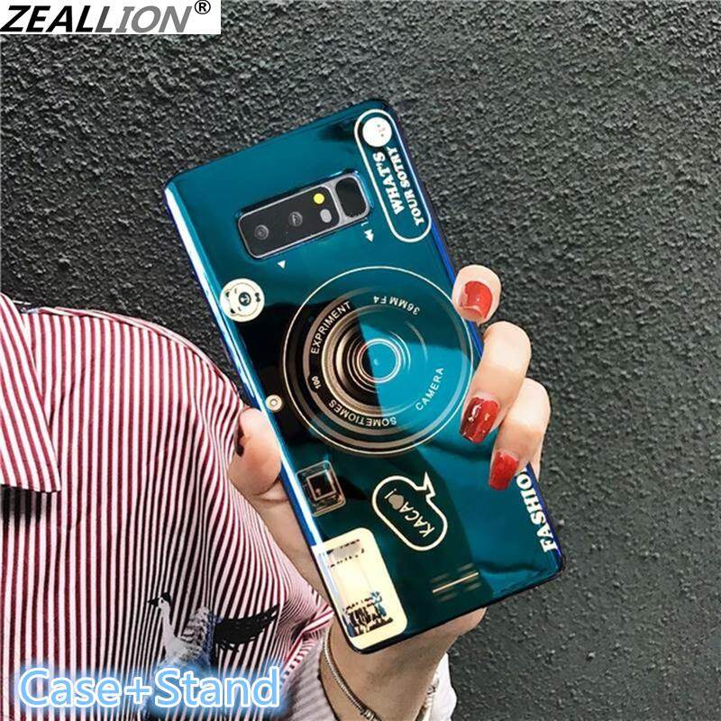 Zeallion For [Samsung Galaxy S7 edge S8 S9 Plus S10 5G S10e Note 8 9 10 Pro ] Blu-ray Camera Pattern Silicone Soft Phone Case with Stand Holder