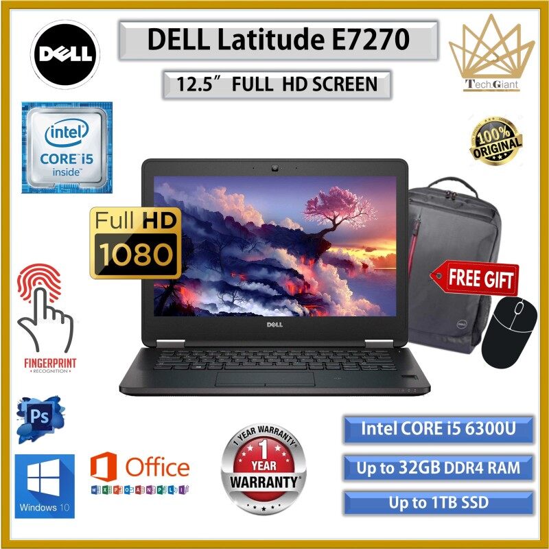 DELL Latitude E7270 CORE i5 (6th GEN) 12.5”FHD / Upto 16GB RAM / 512GB SSD / 12.5 inch FULL HD SCREEN / REFURBISHED NOTEBOOK / i5 LAPTOP/ BUSINESS KOMPUTER Malaysia