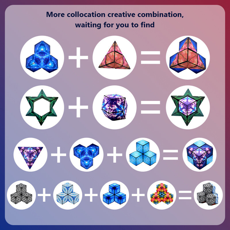 Kmoist 3D Rubik's Cube Three-Dimensional Variety Geometric Intelligence Magnetic Magic Cube Children's Early Educational Puzzle Toys Stress Reliever Fidget Toy
