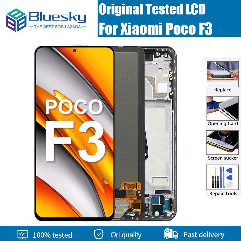 Bluesky 6.67" for xiaomi poco f3 lcd display with frame touch screen digitizer assembly replacement for pocof3 m2012k11ag screen repair
