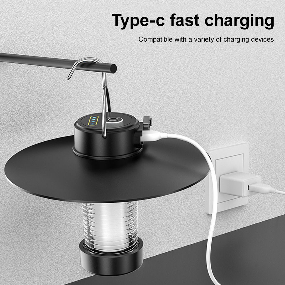 VIRWIR Camping Lights Mini Tent Light USB Rechargeable Lanterns 4 Lighting Modes Portable Hanging Lamp Waterproof Flashlight Spotlight Work Lights With Tripod Hook Magnet for Outdoor Camping Emergency Light