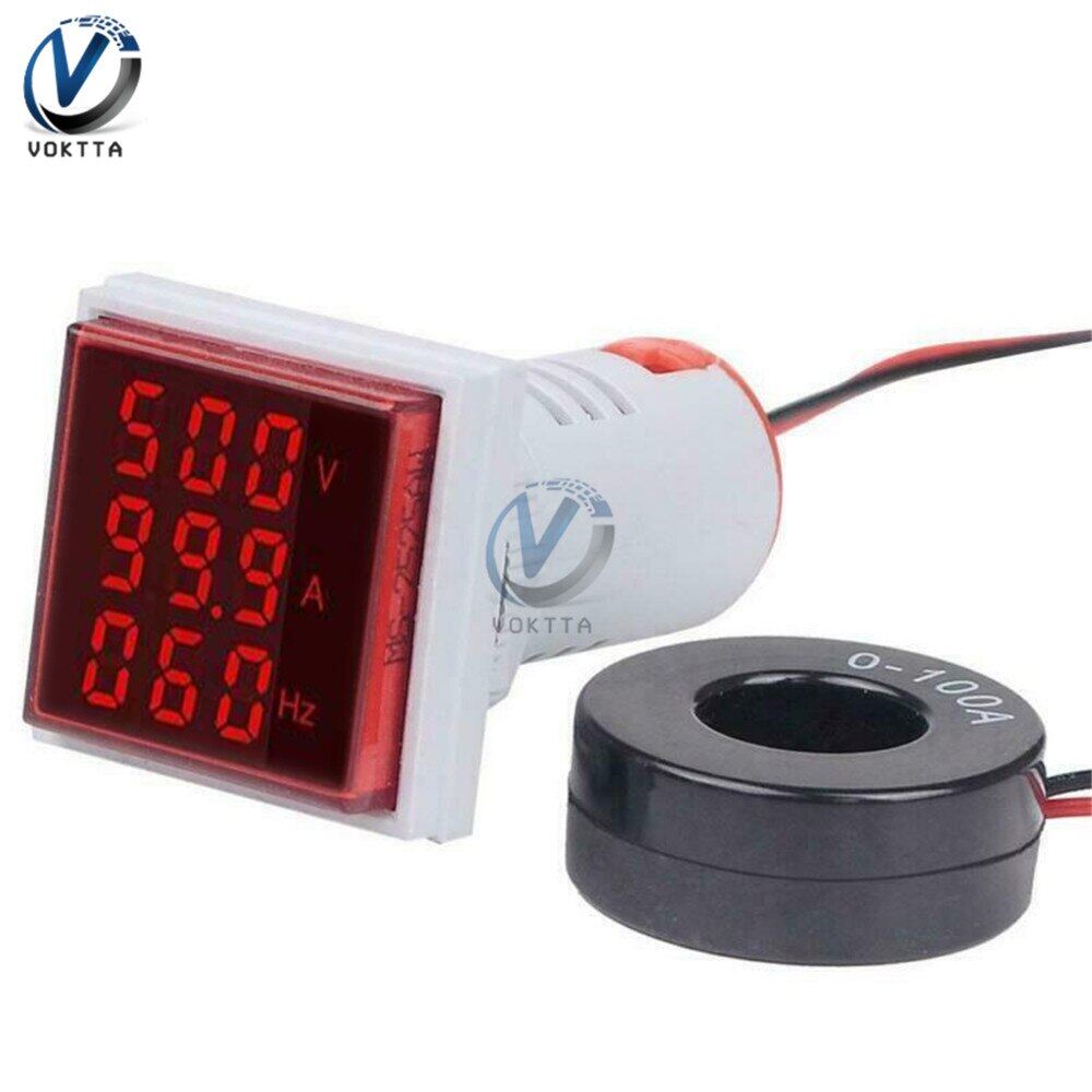 VOKTTA Vôn Kế Kỹ Thuật Số 3 Trong 1 Chính Hãng Ampe Kế Máy Đo Tần Số HZ Hertz Bộ Kiểm Tra Chỉ Báo Điện Áp Dòng Điện Bảng Vuông 22Mm Đèn Tín Hiệu 22Mm
