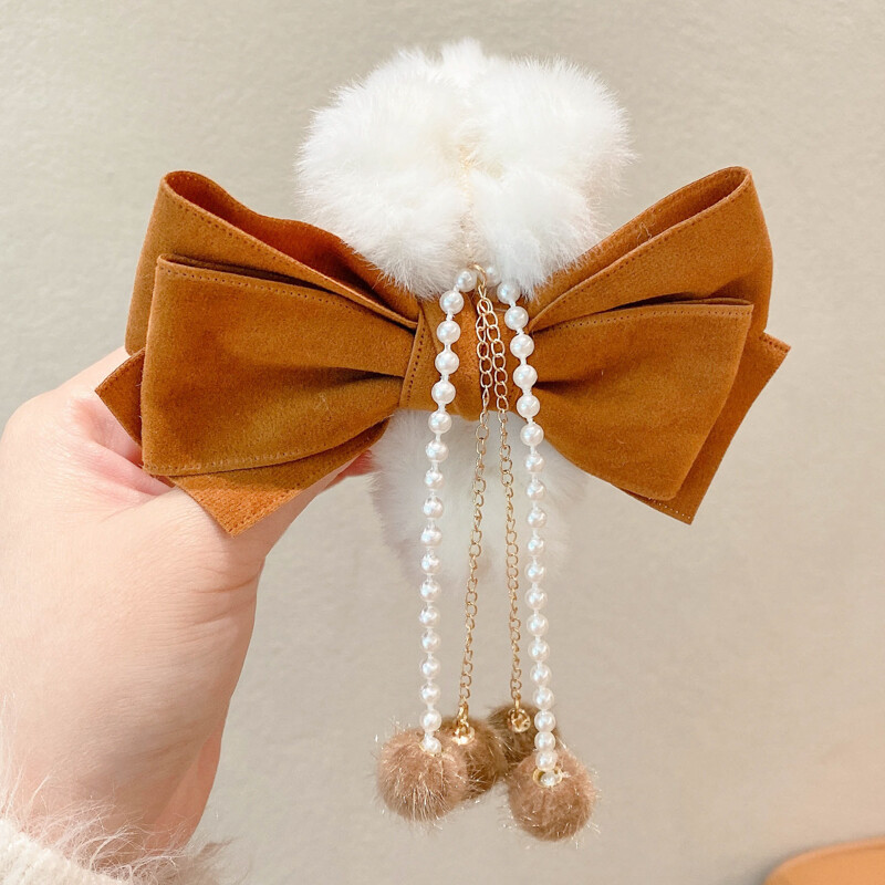New Korean Hair Clip Sweet Trendy Hair Bow Shark Clip With Tassels For Woman Girls Hair Accessories