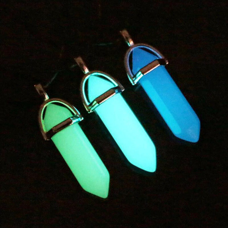 Chain Jewelry Crystal Stone Luminous Hexagonal Pointed Reiki Chakra Healing Pendant Necklaces