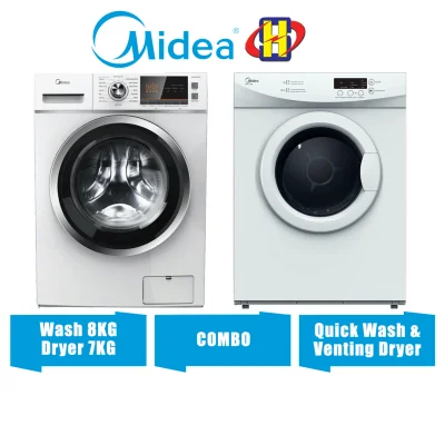[Delivery By Seller Only KL] Midea Washing Machine And Dryer COMBO (8KG/7KG) Front Load Washer Dryer MFL80-S1401C / MD-7388