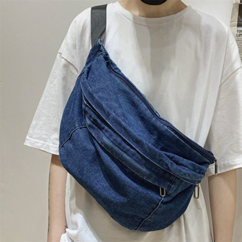 Mode Shop Unisex Crossbody Shoulder Bag Girls New Denim For Women Large Capacity Bag Hip Hop Belt Bag
