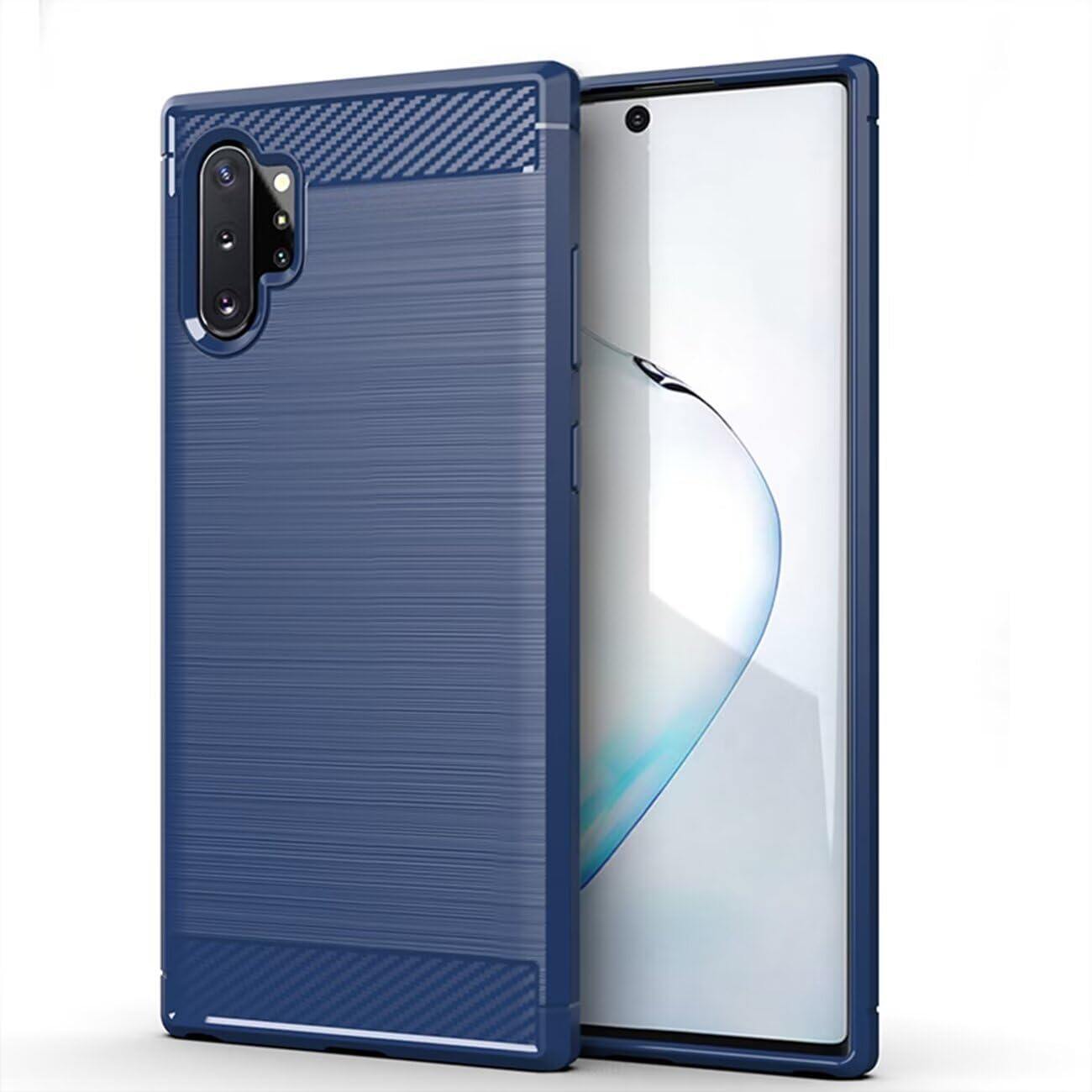 Shockproof Silicone Case for Samsung Note 10 Plus Galaxy Note 10+ Carbon Fiber Cases for galaxy Note 10 Pro Brushed Texture Phone Cover