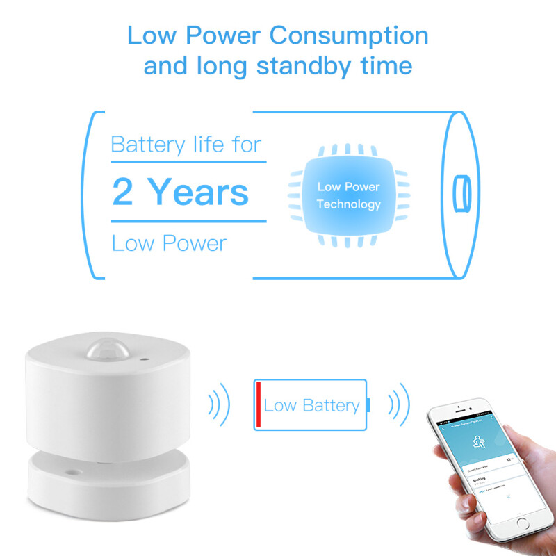 E Life Smart Store Tuya Zigbee 3.0 Human Body Mini PIR Motion Sensor Smart Life APP Wireless Remote Monitor Alarm Push History Records Tracking Mini Infrared Human Body Movement Detector 150° Works With ZigBee Gateway